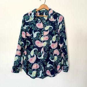 Talbots Paisley Cotton Button Up Top M